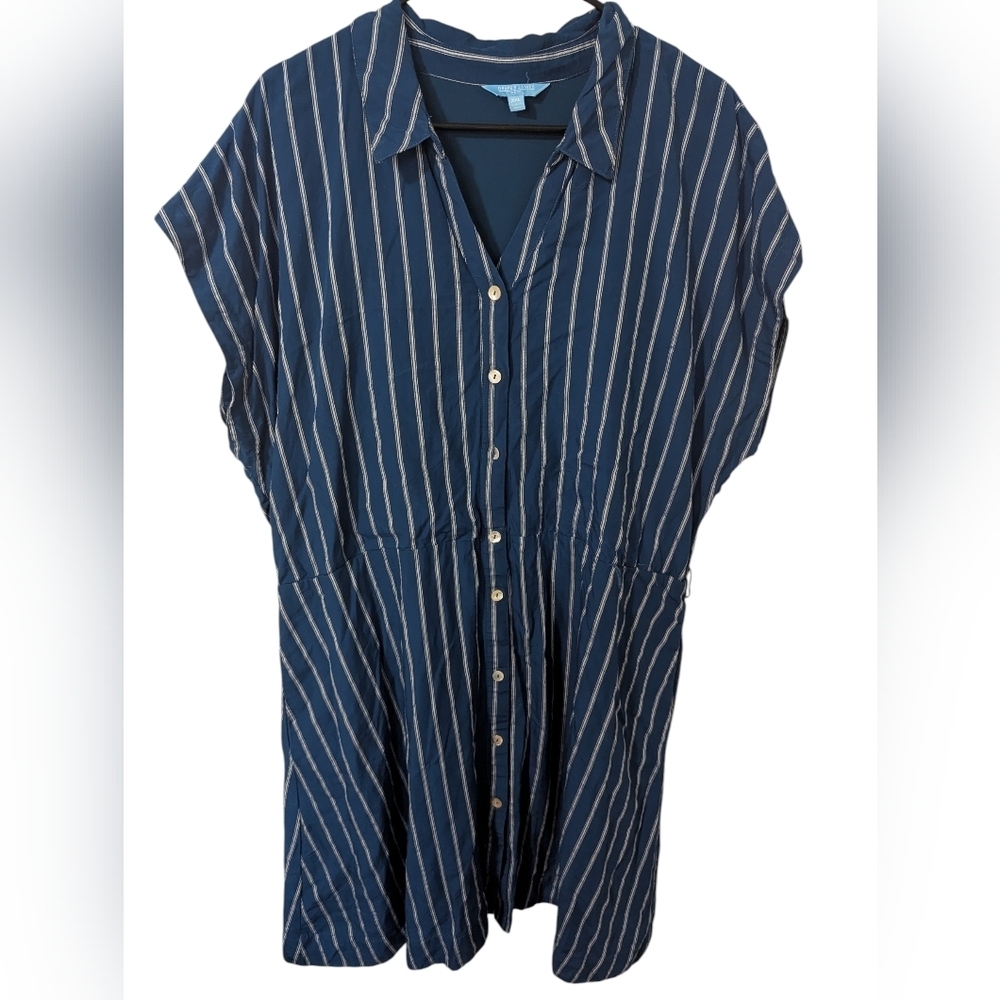 Draper James ,Navy Shirt Dress with White Accents ,Size Xxl
